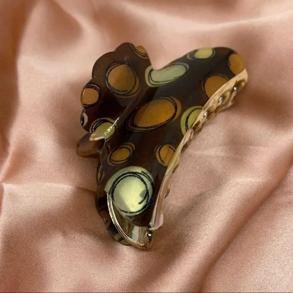 Brown Gold Butterfly Large hair Clip
